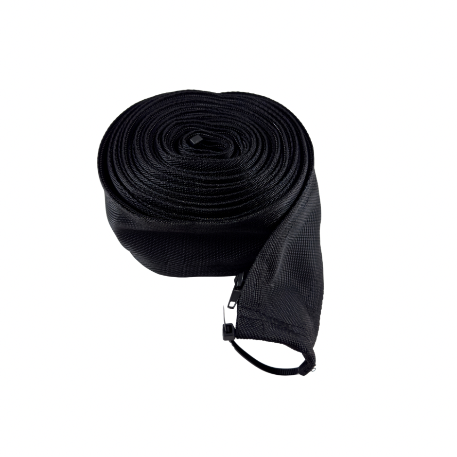 Braided Black Nylon Cable Cover--Zipper